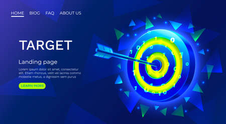 Target digital landing page, banner business 3d icon. Vectorのイラスト素材