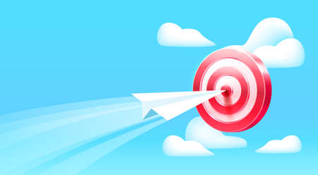 Target aircraft landing page, banner business 3d icon. Vectorのイラスト素材