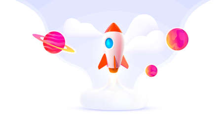 Rocket space startup, creative idea cover, Vectorのイラスト素材
