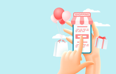Mobile shopping service, Smartphone mobile screen, technology mobile display. Vectorのイラスト素材