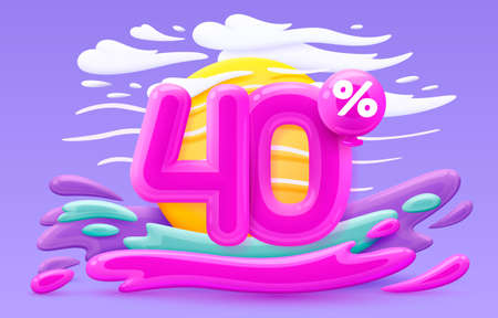 Mega sale special offer, Stage podium percent 40, Simmer time lifestyle, happy banner travel. Vectorのイラスト素材