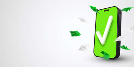 Smartphone with check mark on the screen.のイラスト素材