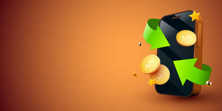 Mobile payment and cash back service illustration.のイラスト素材