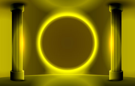 Stage podium with lighting, Stage Podium Scene with for Award, Decor element background. Vectorのイラスト素材