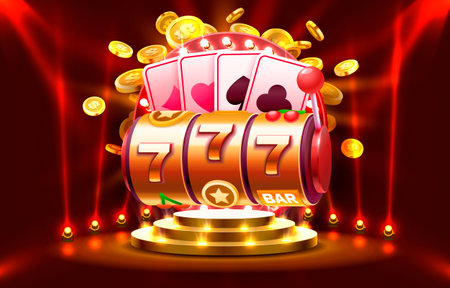 Casino slots machine winner, jackpot fortune of luck, 777 win banner. Vectorのイラスト素材