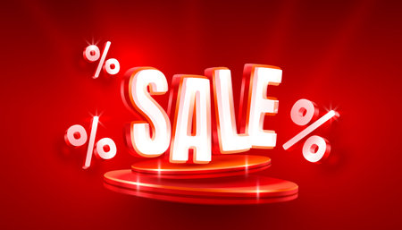 Podium percentage, flyer event product. sale off banner. Vectorのイラスト素材