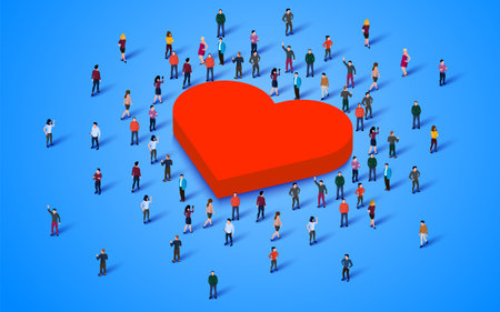 Large group of people standing around like sign. People crowd. Social network concept.のイラスト素材