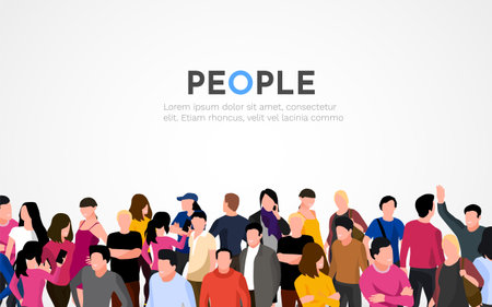Large group of people on white background. People crowd concept.のイラスト素材
