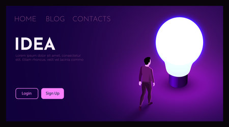 Man walking to lightbulb idea. Innovation, Brainstorming and Creativity concept.のイラスト素材