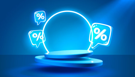 Mega sale special offer, Stage podium percent, Stage Podium Scene with for Award, Decor element background. Vectorのイラスト素材
