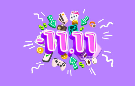 Special offer, shopping day 11.11, marketing poster.のイラスト素材