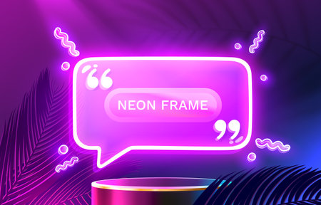 Neon chat frame, bubble led talk. Vectorのイラスト素材