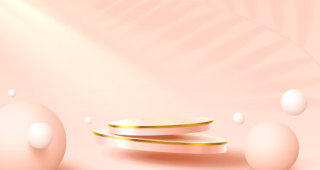 Stage podium with lighting, Stage Podium Scene with for Award, Decor element background. Vectorのイラスト素材