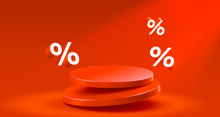 Podium percentage, flyer event product. sale off banner. Vectorのイラスト素材