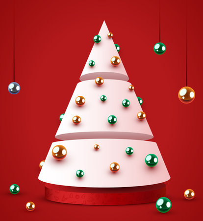 Geometric abstract Christmas tree. Merry Christmas and happy new year banner.のイラスト素材