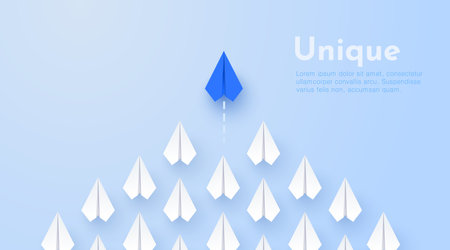 Paper planes flying forward. Leadership, success, teamwork, management, boss, motivation and business concept.のイラスト素材