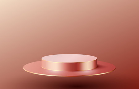 Golden podium with lighting, Stage Podium Scene with for Award, Decor element background. Vectorのイラスト素材