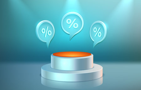 Podium percentage, flyer event product. sale off banner. Vectorのイラスト素材