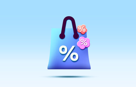 Shopping bag Percentage, gift discount box, product offer store. Vectorのイラスト素材