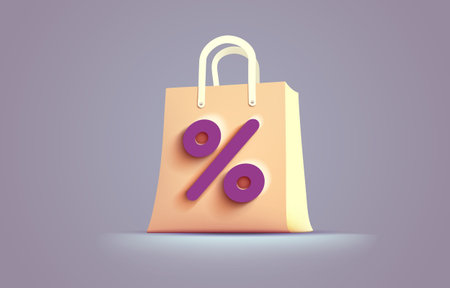 Shopping bag Percentage, gift discount box, product offer store. Vectorのイラスト素材