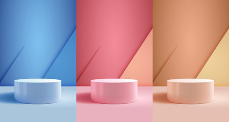 Stage podium with lighting, Stage Podium Scene with for Award, Decor element background. Vectorのイラスト素材
