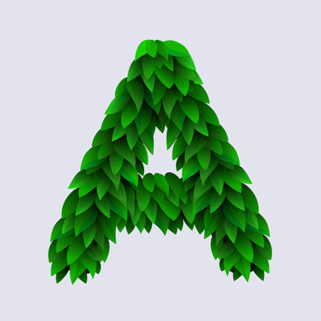 Alphabet letters made from fresh green leafs. Letter Aのイラスト素材