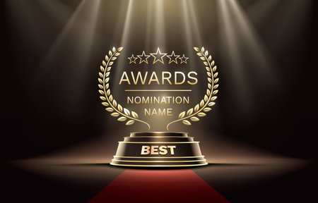 Awards nomination name podium, golden prize event, scene star ceremony. Vectorのイラスト素材
