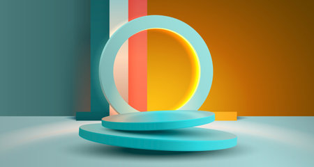 Minimalist podium with lighting, Stage Podium Scene with for Award, Decor element background. Vector illustrationのイラスト素材