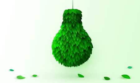 Light bulb made from leaves. The concept of green energy and ecology.のイラスト素材