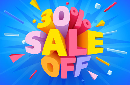 30 percent Off. Discount creative composition. Mega Sale.のイラスト素材