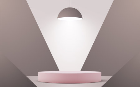 Abstract scene background. Cylinder podium on pastel background. Product presentation, mock up, show cosmetic product, Podium, stage pedestal or platform.のイラスト素材