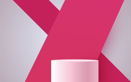 Abstract scene background. Cylinder podium on pastel background. Product presentation, mock up, show cosmetic product, Podium, stage pedestal or platform.のイラスト素材