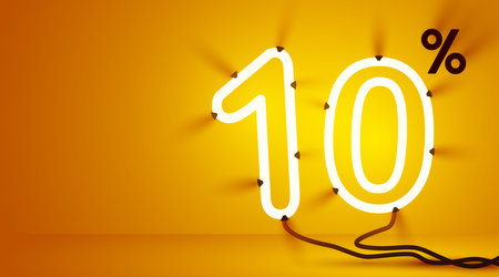 10 percent Off. Discount creative composition. Mega Sale or bonus.