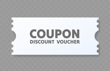 paper coupon on transparent background, promo voucher. Vector illustrationのイラスト素材