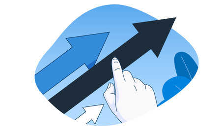 Hand helps the arrow grow. Growing business concept.のイラスト素材