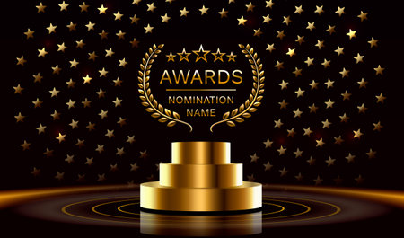 Awards nomination name podium, golden prize event, scene star ceremony. Vectorのイラスト素材