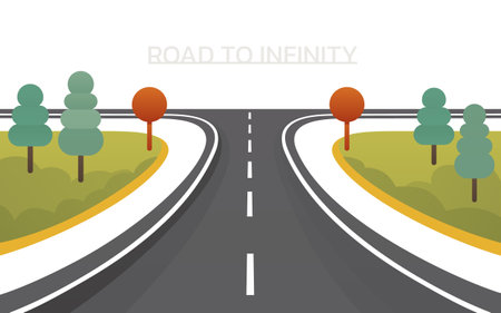 Road to infinity, vacation trip, banner horizon road sky. Vectorのイラスト素材
