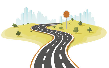 Road to infinity, vacation trip, banner horizon road sky. Vectorのイラスト素材