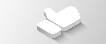 3d white minimalist like symbol. Thumb up.のイラスト素材