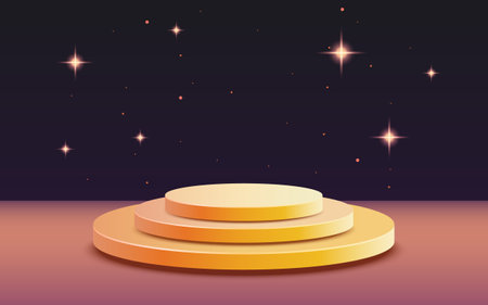 Scene mega sale, shopping podium banner, stars night pedestal. Vector illustrationのイラスト素材