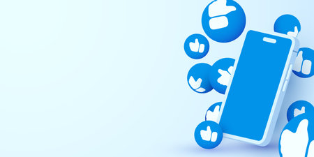 Smartphone with flying like symbols. Social networking concept.のイラスト素材