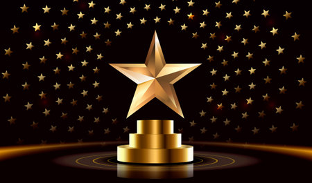 Star best podium award sign, golden object. Vectorのイラスト素材