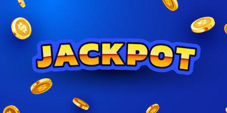 Jackpot on the background of falling golden coins.のイラスト素材