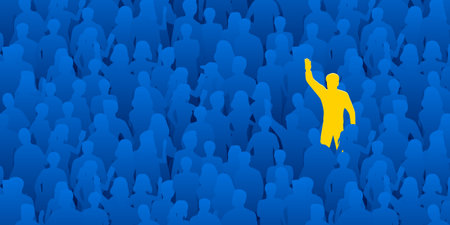 Unique person in a crowd. HR and recruitment concept.のイラスト素材
