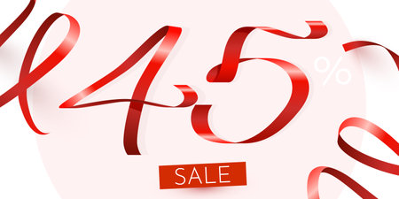 45 percent Off. Discount creative composition. Mega Sale.のイラスト素材