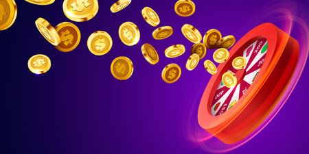 Wheel of luck or fortune. Colorful gambling wheel. Online casino. Banner for internet casino. Big win concept.のイラスト素材