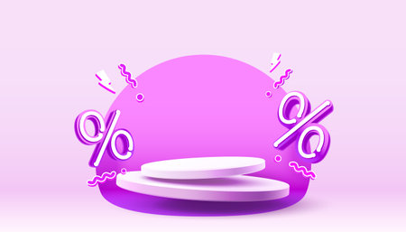 Podium percentage business poster, discount banner offer. Vector illustrationのイラスト素材