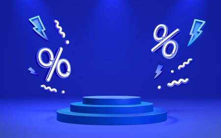 Podium percentage discount on sale, holiday sale, poster discount banner offer. Vector illustrationのイラスト素材