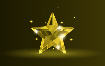 Star Crystal 3d, premium award, game prize, icon star glass. Vector illustrationのイラスト素材