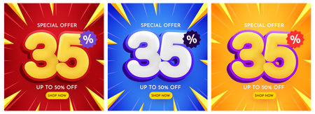 35 percent Off. Discount creative composition. Mega Sale.のイラスト素材